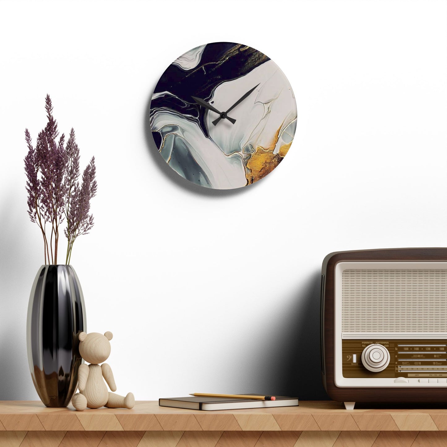 Marble Style Acrylic Wall Clock,