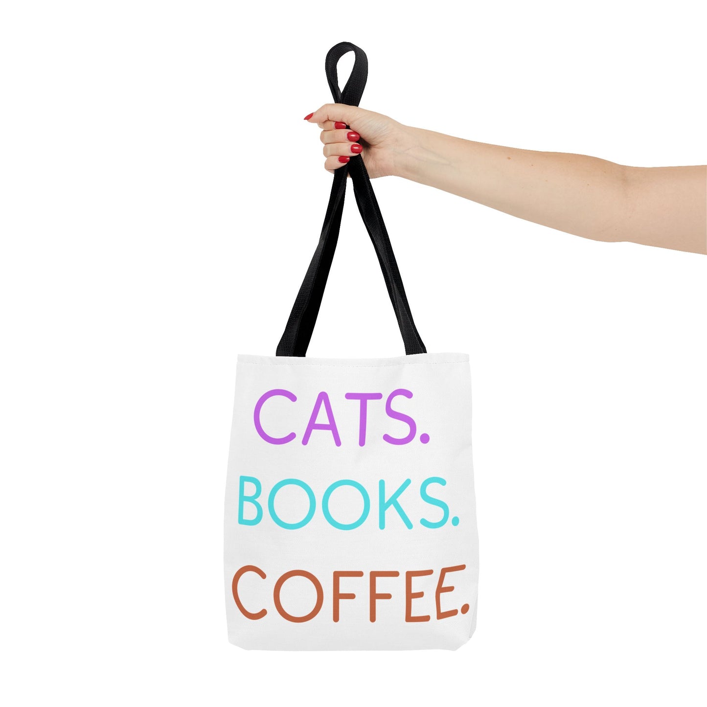 Cats Books Coffee Tote, Fall tote bag, book tote, Tote Bag (AOP) gift, Grocery Bag,Bag, Book Bag, Shopping Bag