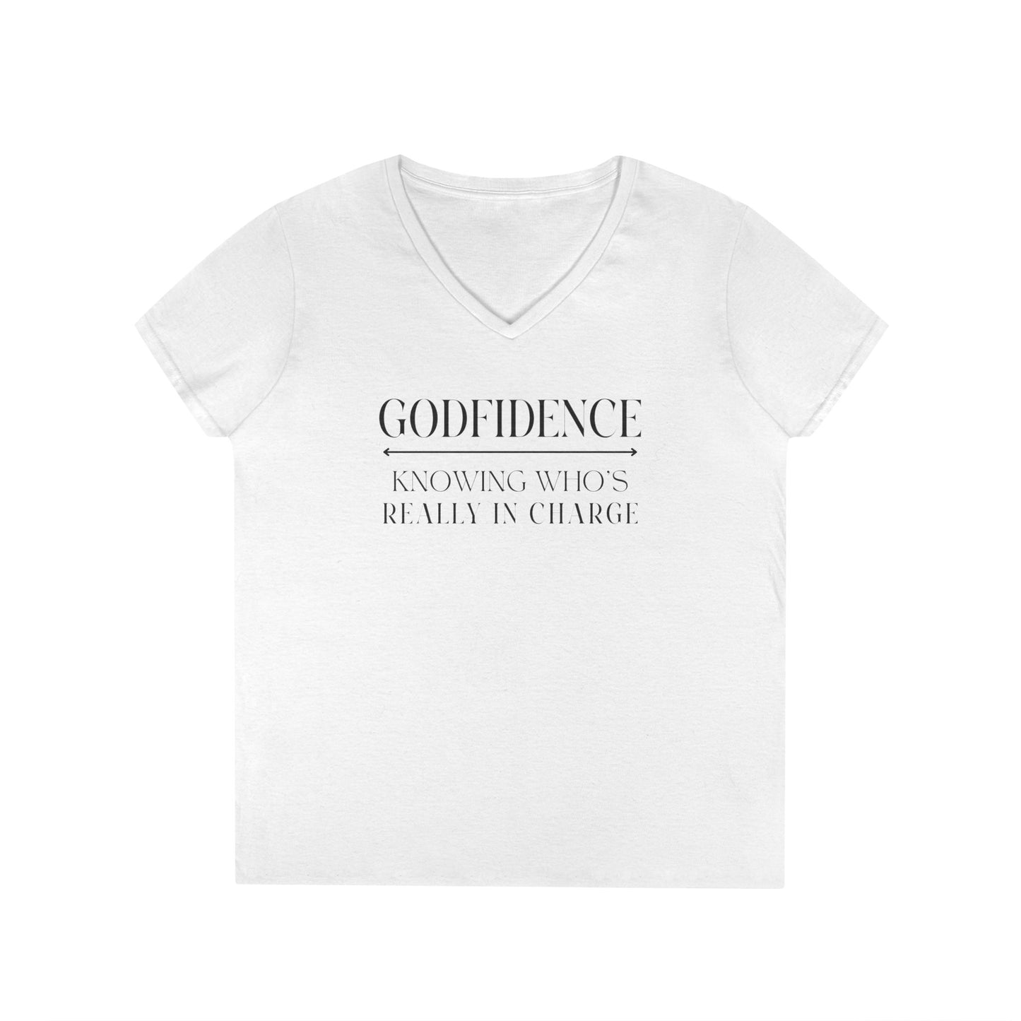 'Godfidence' Ladies V-neck Tee, Casual Wear, Faith-Based Apparel