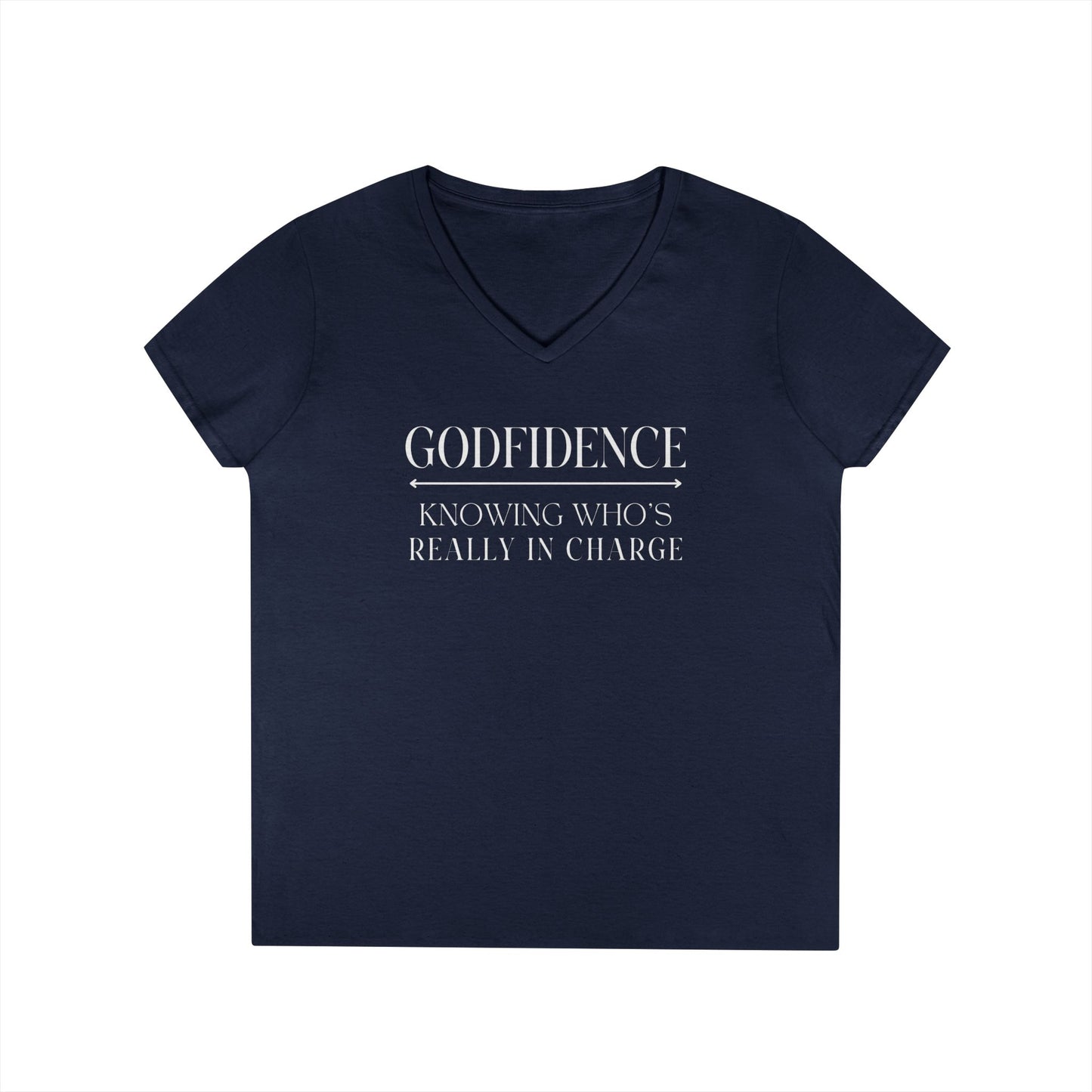 'Godfidence' Ladies V-neck Tee, Casual Wear, Faith-Based Apparel