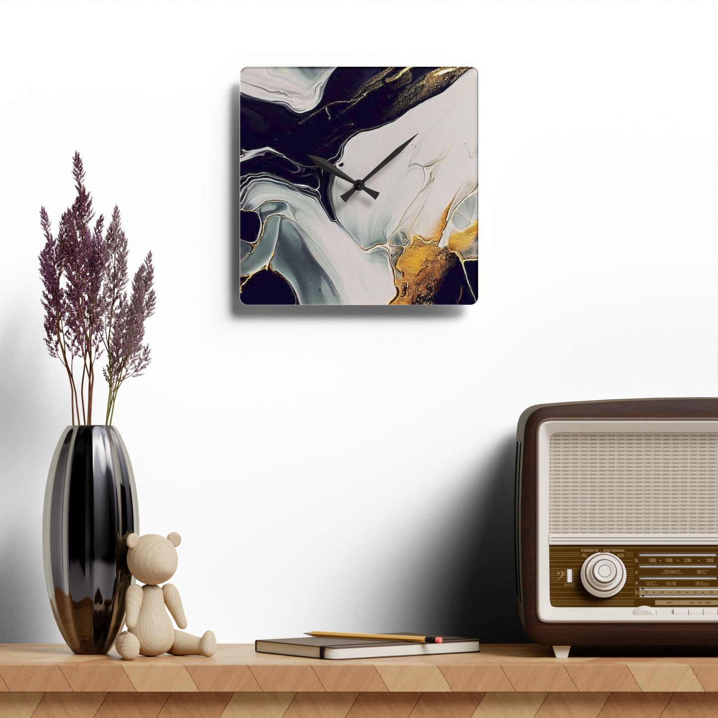 Marble Style Acrylic Wall Clock,
