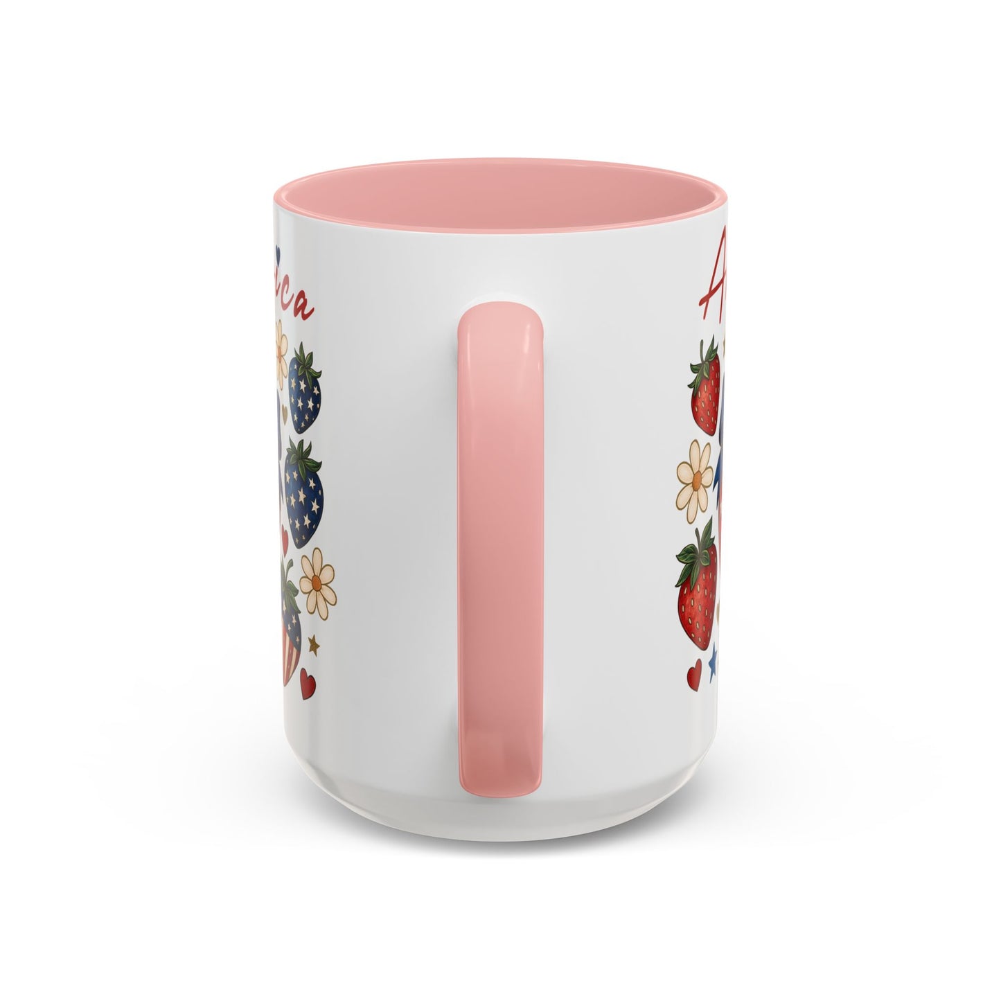 Patriotic Strawberry Coffee Mug, 4th of July Gift, Americana Mug, Summer Morning Coffee, Cute Tea Cup, Floral Design