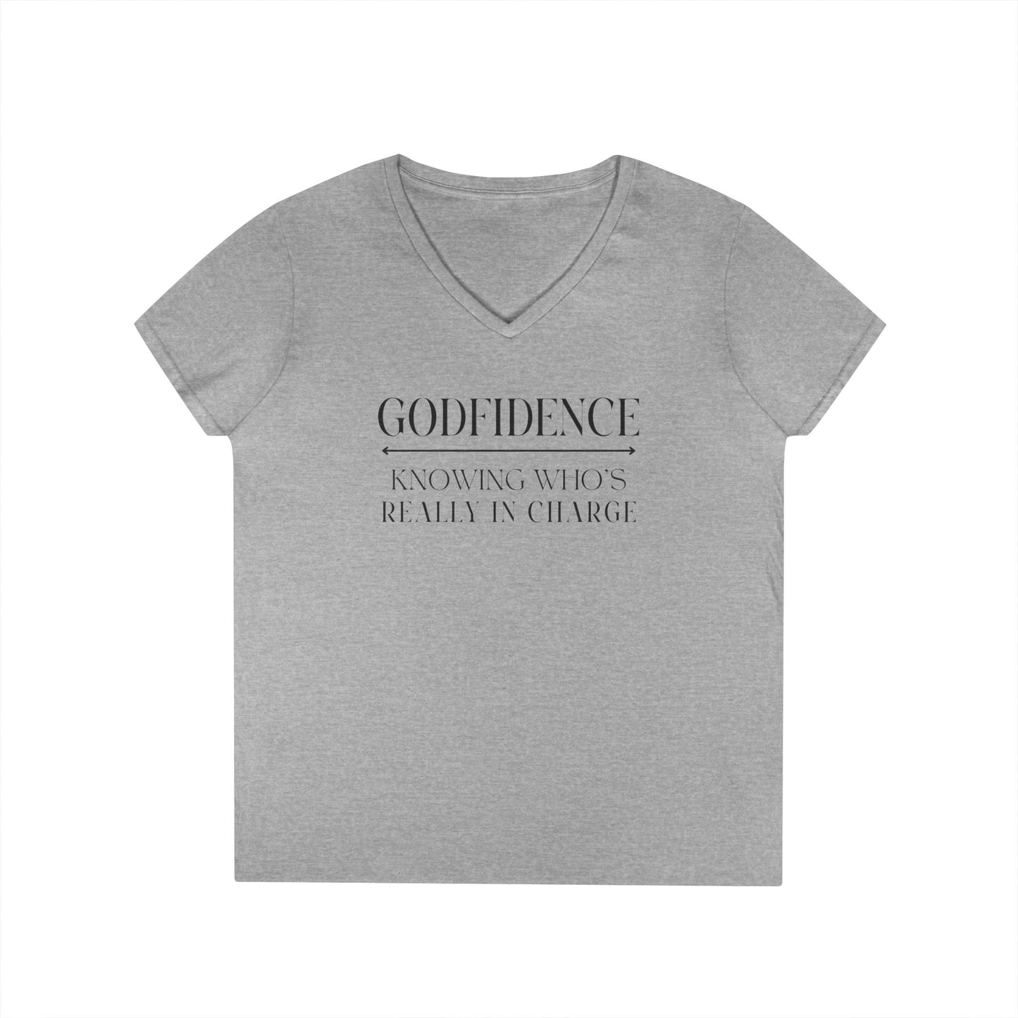 'Godfidence' Ladies V-neck Tee, Casual Wear, Faith-Based Apparel