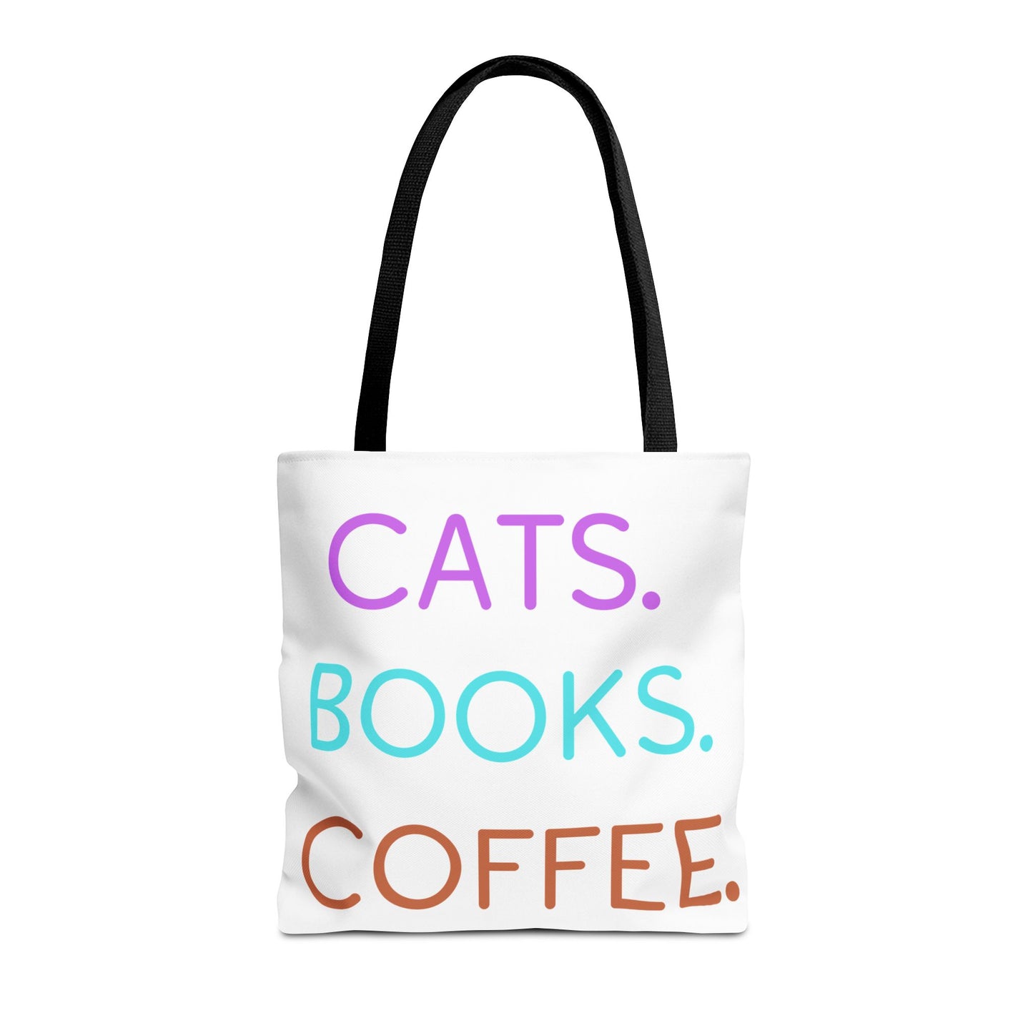 Cats Books Coffee Tote, Fall tote bag, book tote, Tote Bag (AOP) gift, Grocery Bag,Bag, Book Bag, Shopping Bag