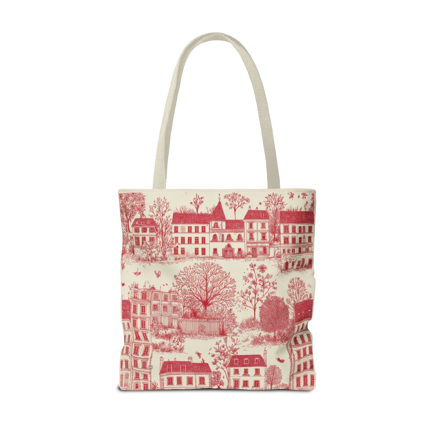 Vintage Red Toile Tote Bag, Chinoiserie Stylish Carry-All for Shopping,Christmas Birthday Fall Winter Gift, Friend Mom,Travel Tote Book Bag