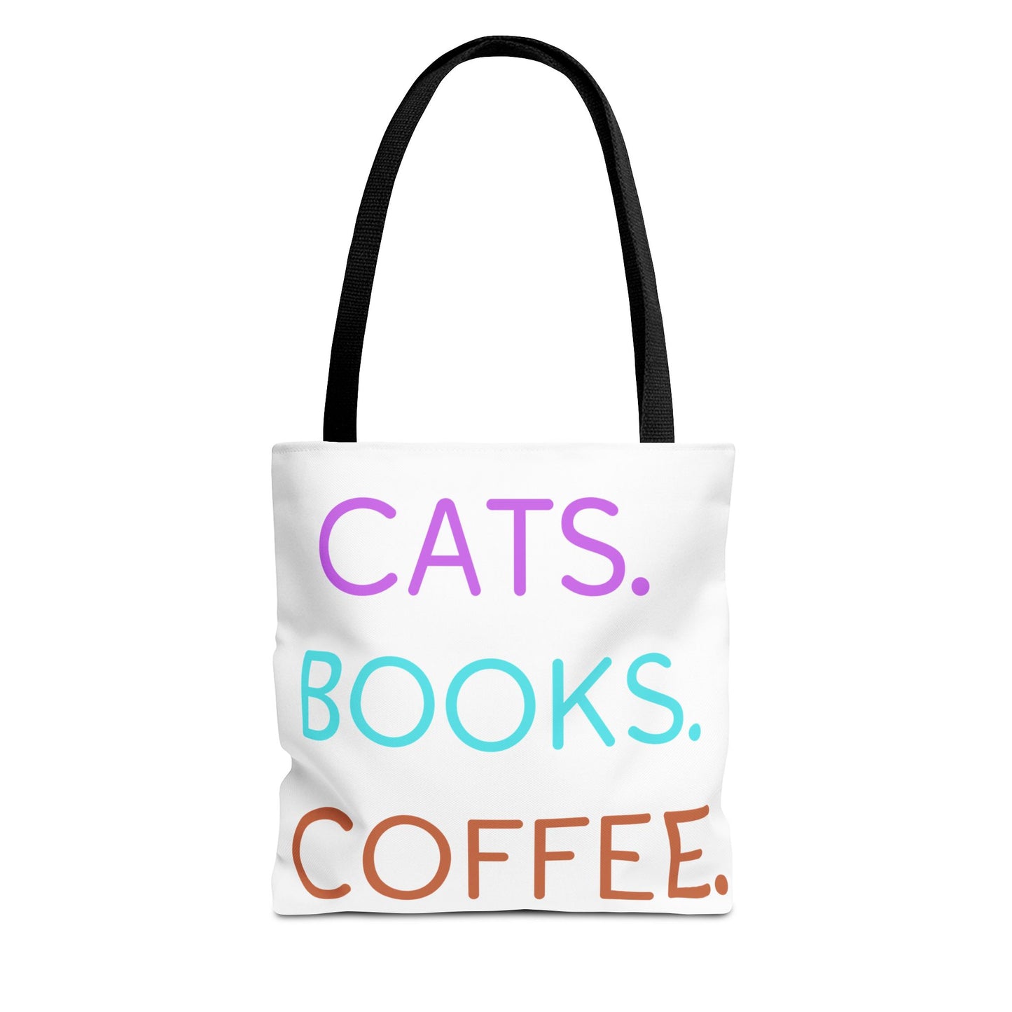 Cats Books Coffee Tote, Fall tote bag, book tote, Tote Bag (AOP) gift, Grocery Bag,Bag, Book Bag, Shopping Bag