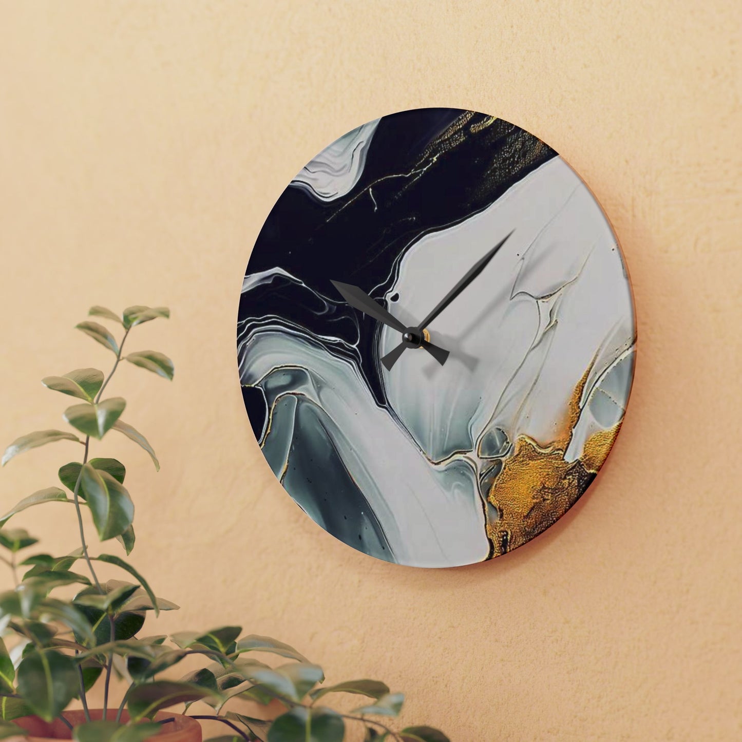 Marble Style Acrylic Wall Clock,