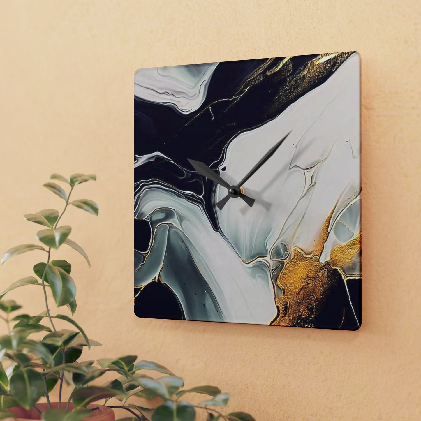Marble Style Acrylic Wall Clock,