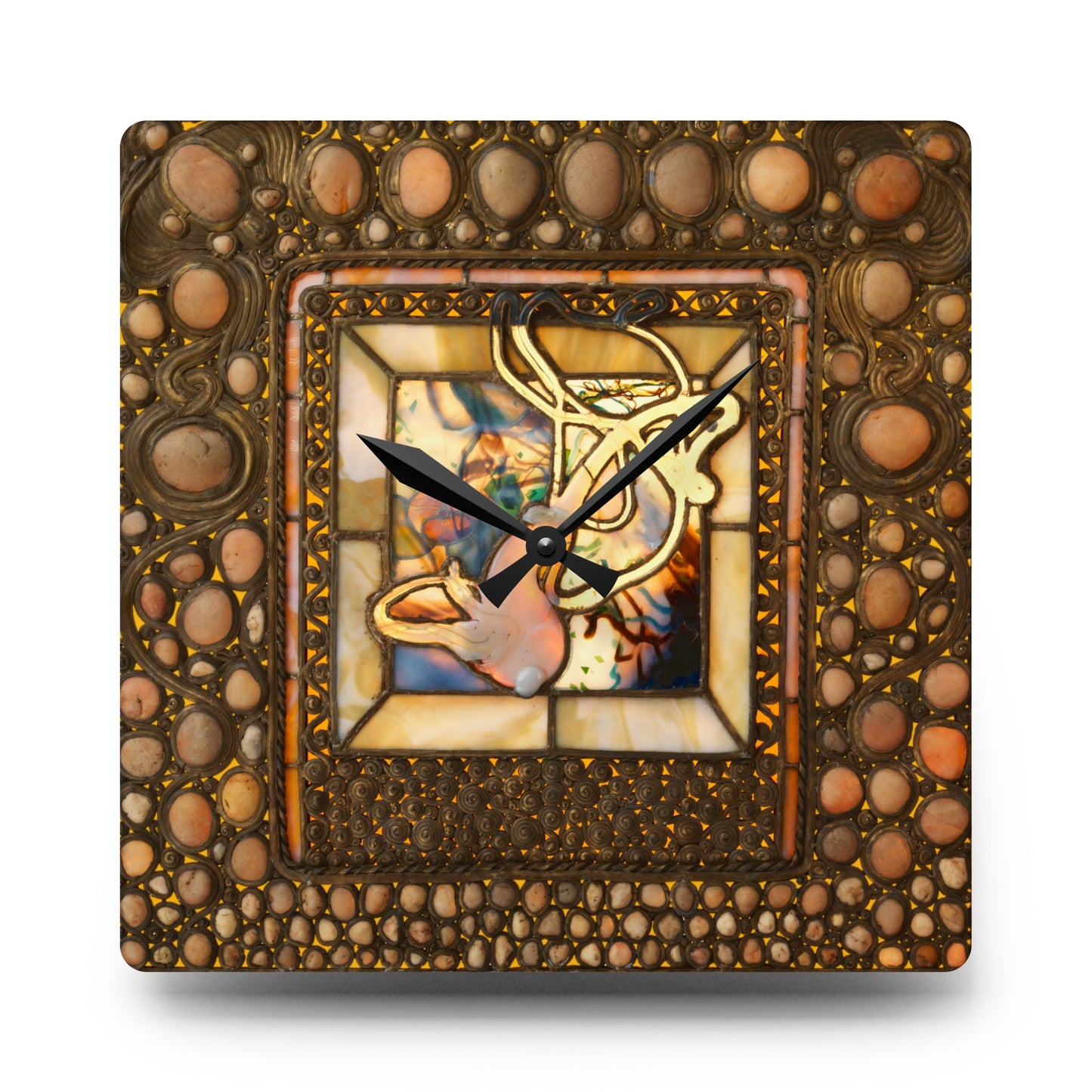 Tiffany Window Acrylic Clock, Wall Art, Home Decor, Unique Gift, Office Decor, Replica