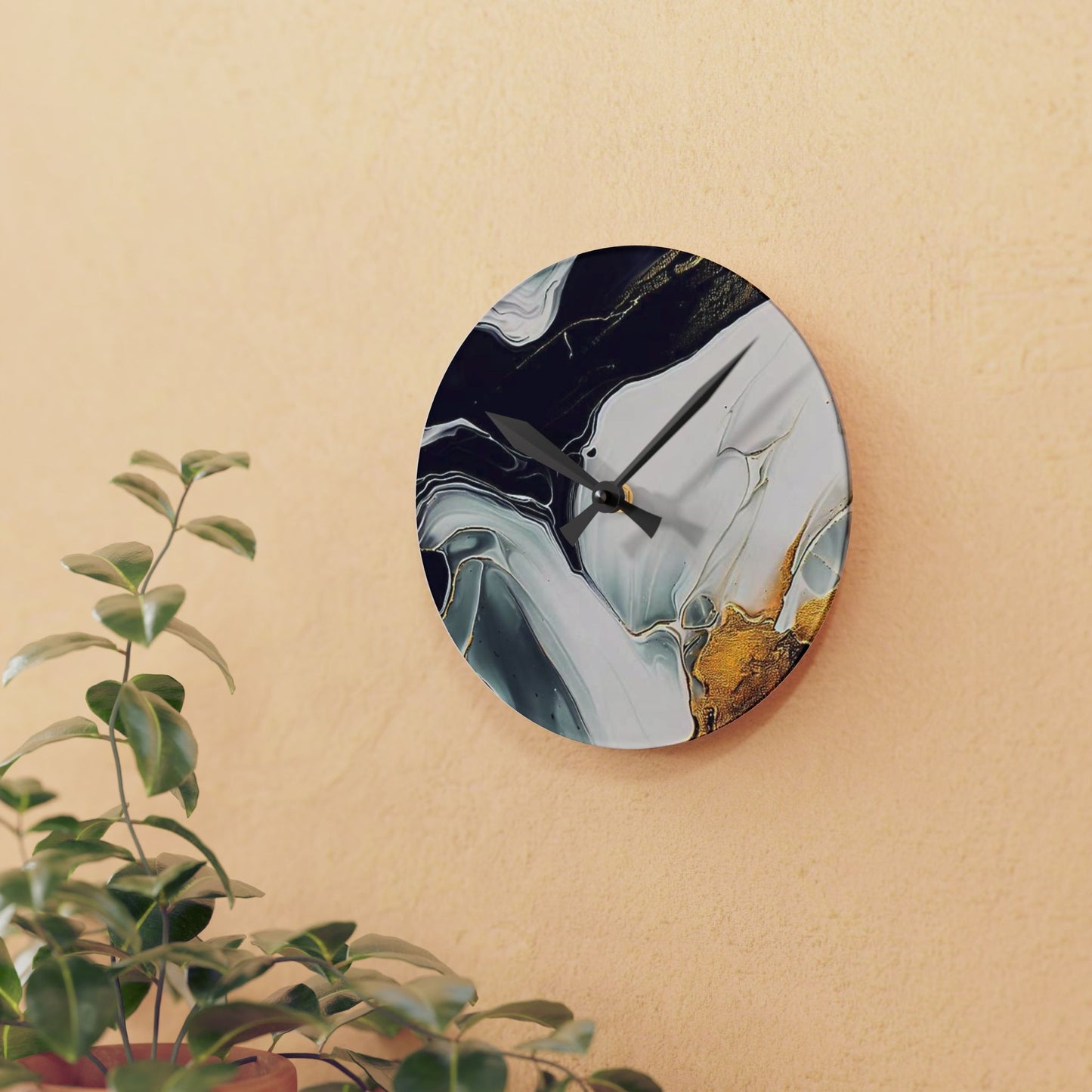 Marble Style Acrylic Wall Clock,