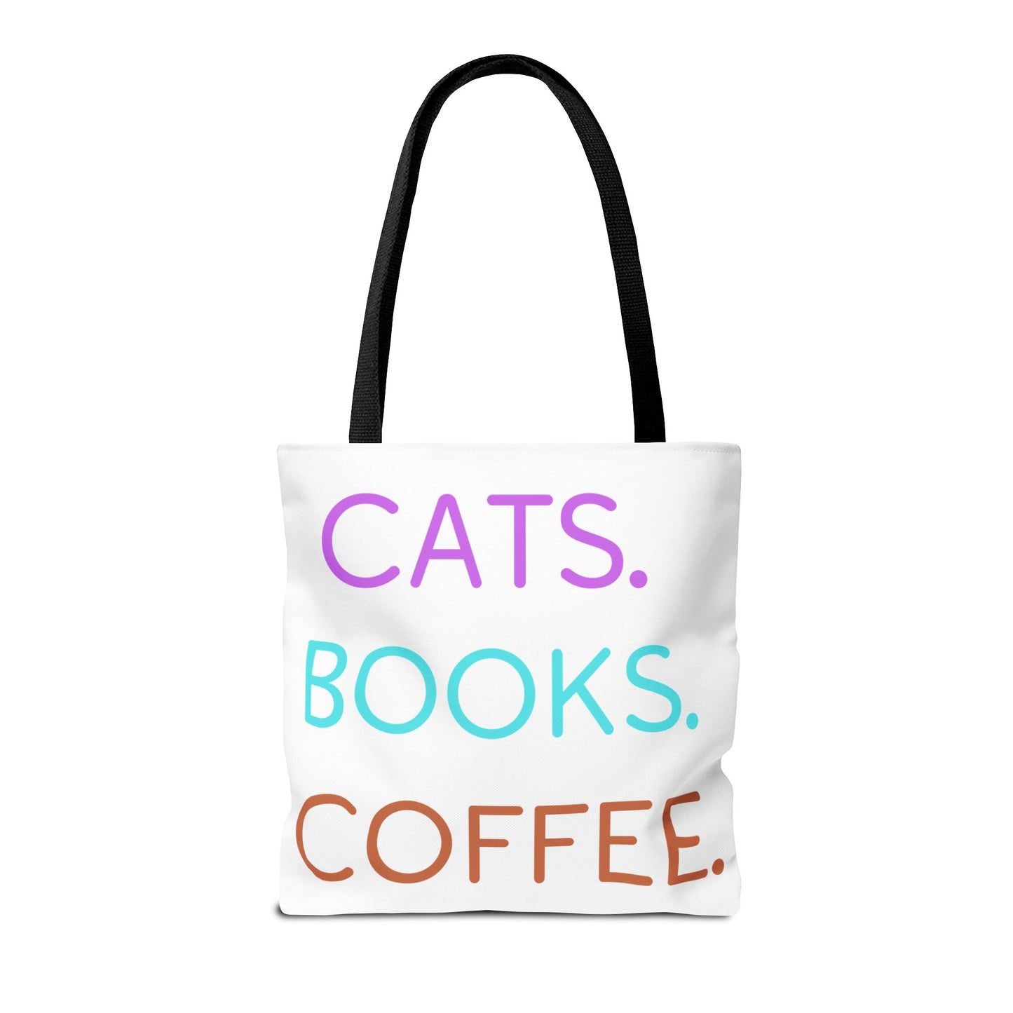 Cats Books Coffee Tote, Fall tote bag, book tote, Tote Bag (AOP) gift, Grocery Bag,Bag, Book Bag, Shopping Bag