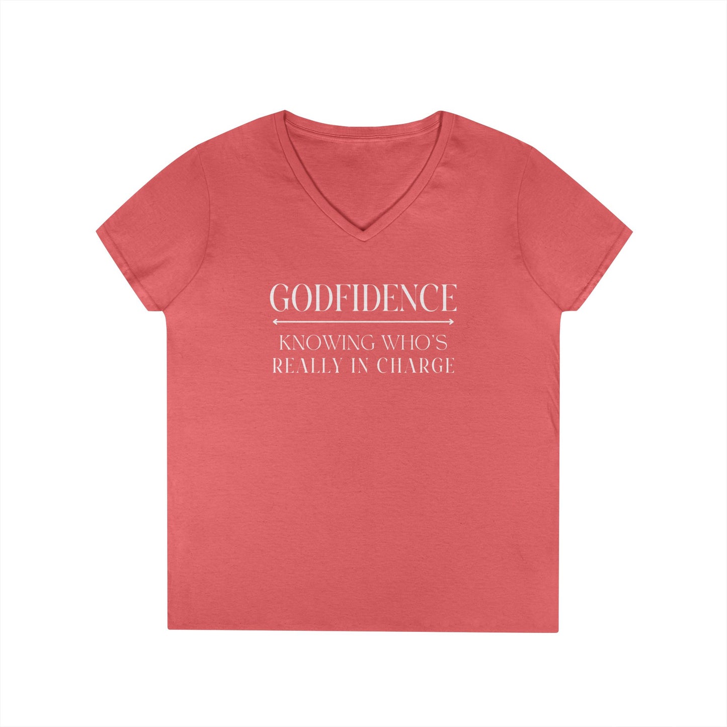 'Godfidence' Ladies V-neck Tee, Casual Wear, Faith-Based Apparel