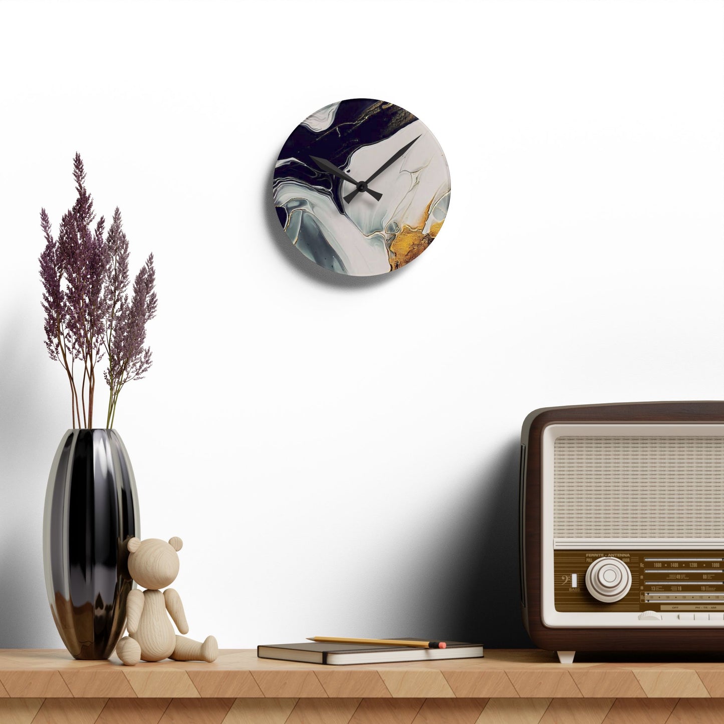 Marble Style Acrylic Wall Clock,