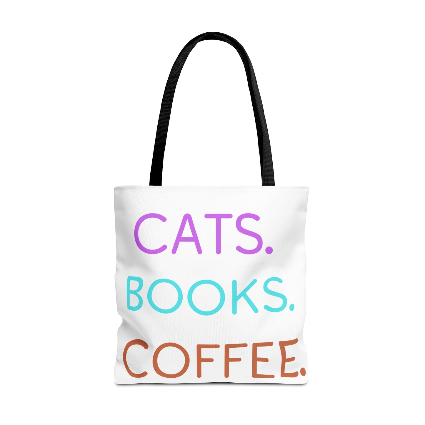 Cats Books Coffee Tote, Fall tote bag, book tote, Tote Bag (AOP) gift, Grocery Bag,Bag, Book Bag, Shopping Bag