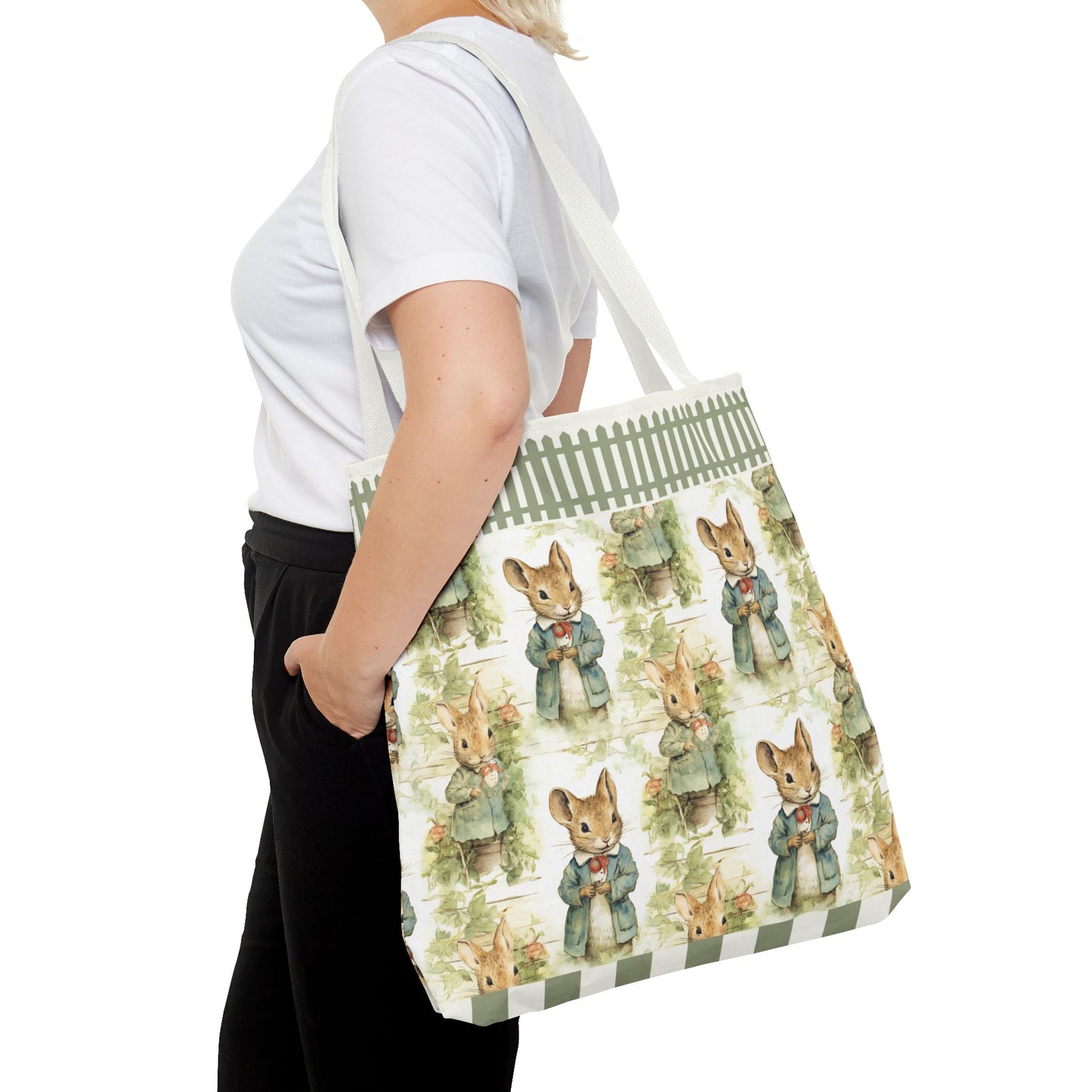 Peter rabbit green pattern,Tote Bag (AOP)