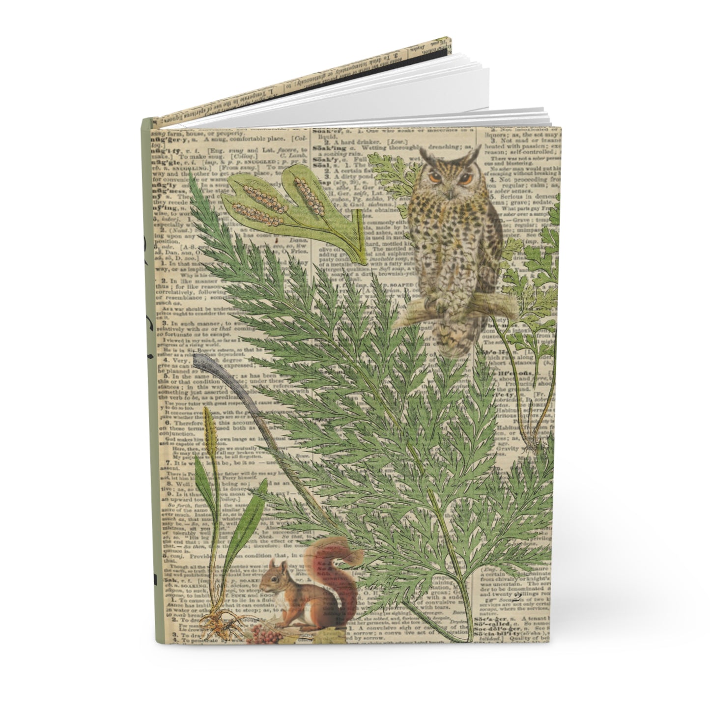 Personalized Nature Ferns Notebook Hardcover Journal Matte, Personalization on Spine