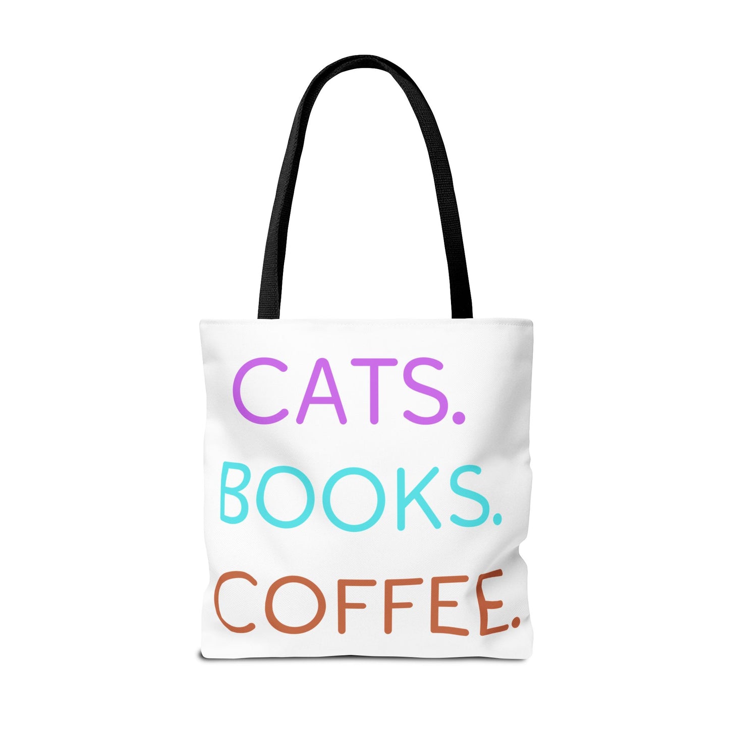 Cats Books Coffee Tote, Fall tote bag, book tote, Tote Bag (AOP) gift, Grocery Bag,Bag, Book Bag, Shopping Bag