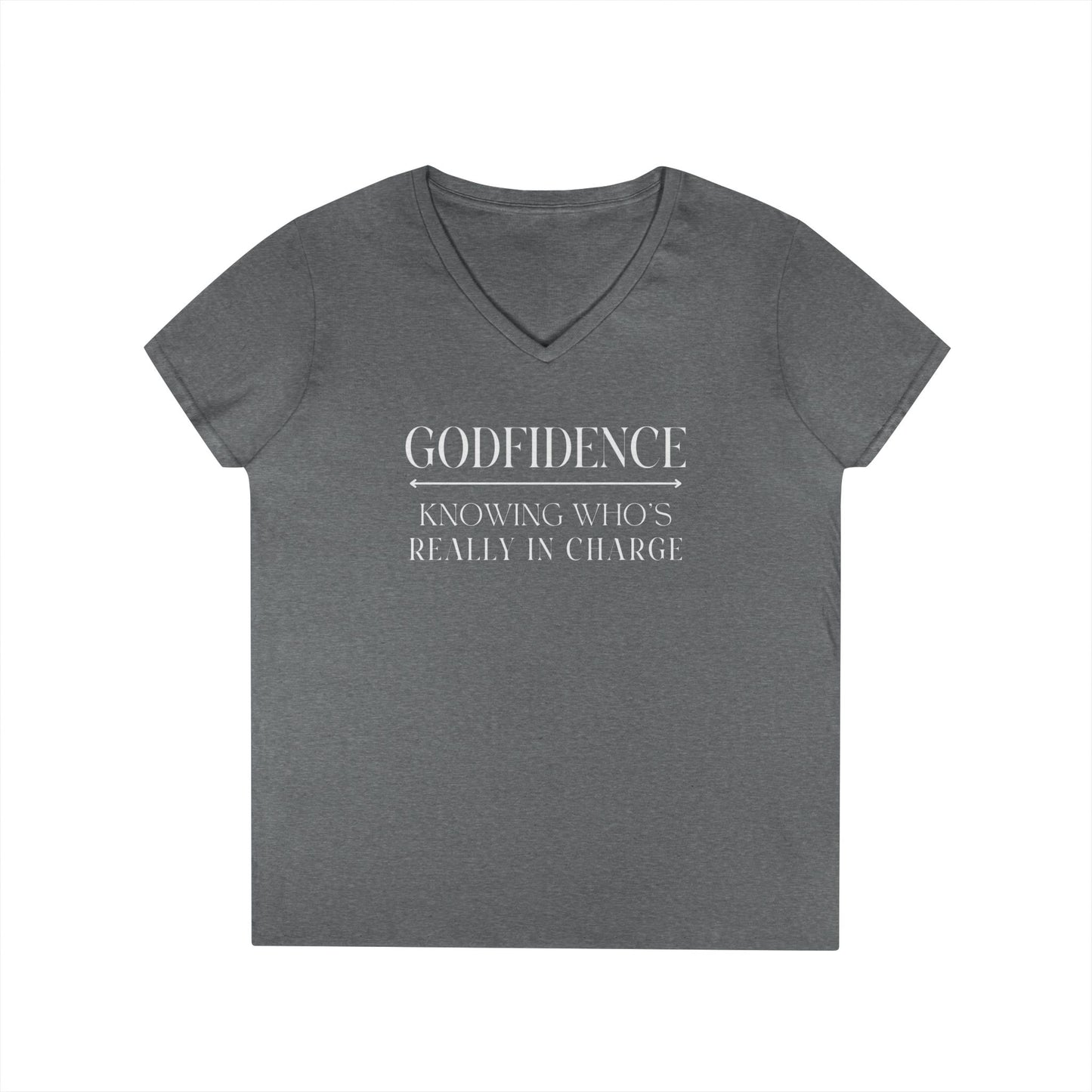 'Godfidence' Ladies V-neck Tee, Casual Wear, Faith-Based Apparel