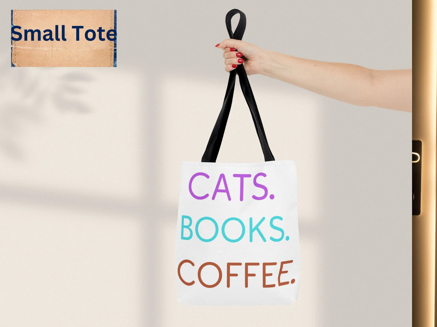 Cats Books Coffee Tote, Fall tote bag, book tote, Tote Bag (AOP) gift, Grocery Bag,Bag, Book Bag, Shopping Bag