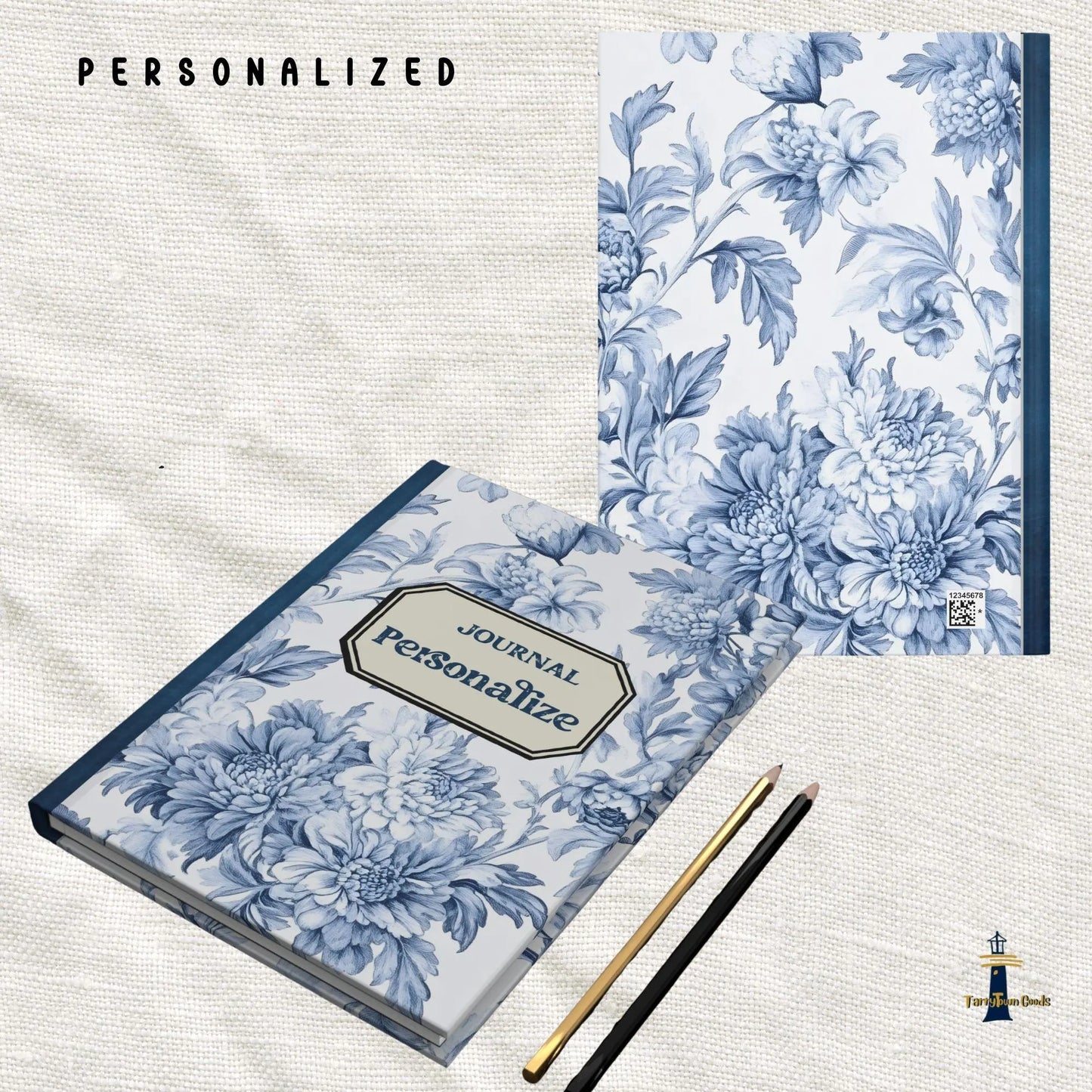 Blue Toile/ Chinoiserie Hardcover Journal Matte