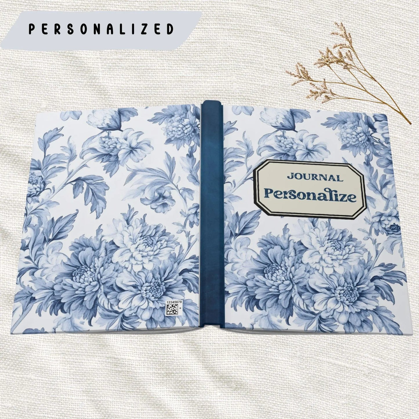 Blue Toile/ Chinoiserie Hardcover Journal Matte