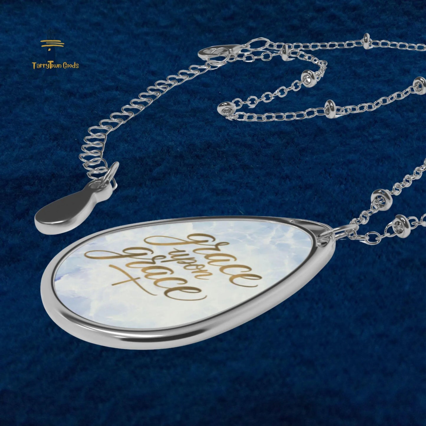 Grace Upon Grace Oval Necklace - Inspirational Jewelry for Faith, Friendship, Birthdays, Bridesmaid Gifts, Everyday Wear