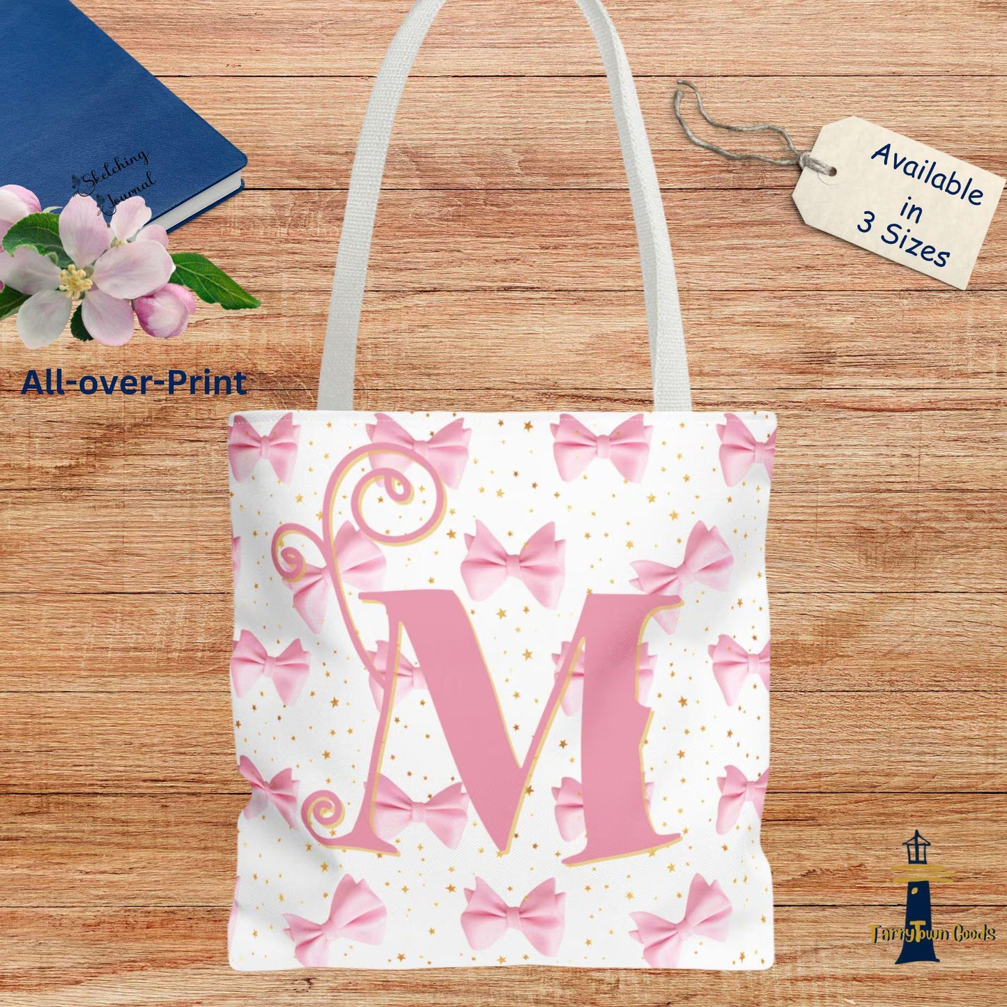 Personalized Chic Bow Tote Bag | Eco-Friendly Shopping Bag, Fashion Accessory, Cute Gift for Her, Birthday Present, Stylish Purse