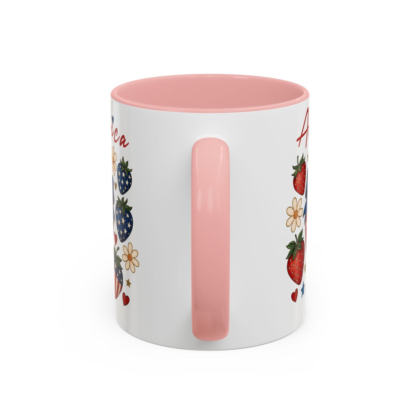 Patriotic Strawberry Coffee Mug, 4th of July Gift, Americana Mug, Summer Morning Coffee, Cute Tea Cup, Floral Design