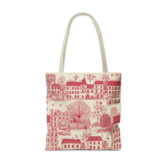Vintage Red Toile Tote Bag, Chinoiserie Stylish Carry-All for Shopping,Christmas Birthday Fall Winter Gift, Friend Mom,Travel Tote Book Bag