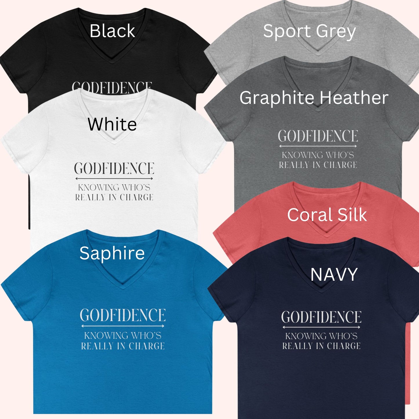 'Godfidence' Ladies V-neck Tee, Casual Wear, Faith-Based Apparel