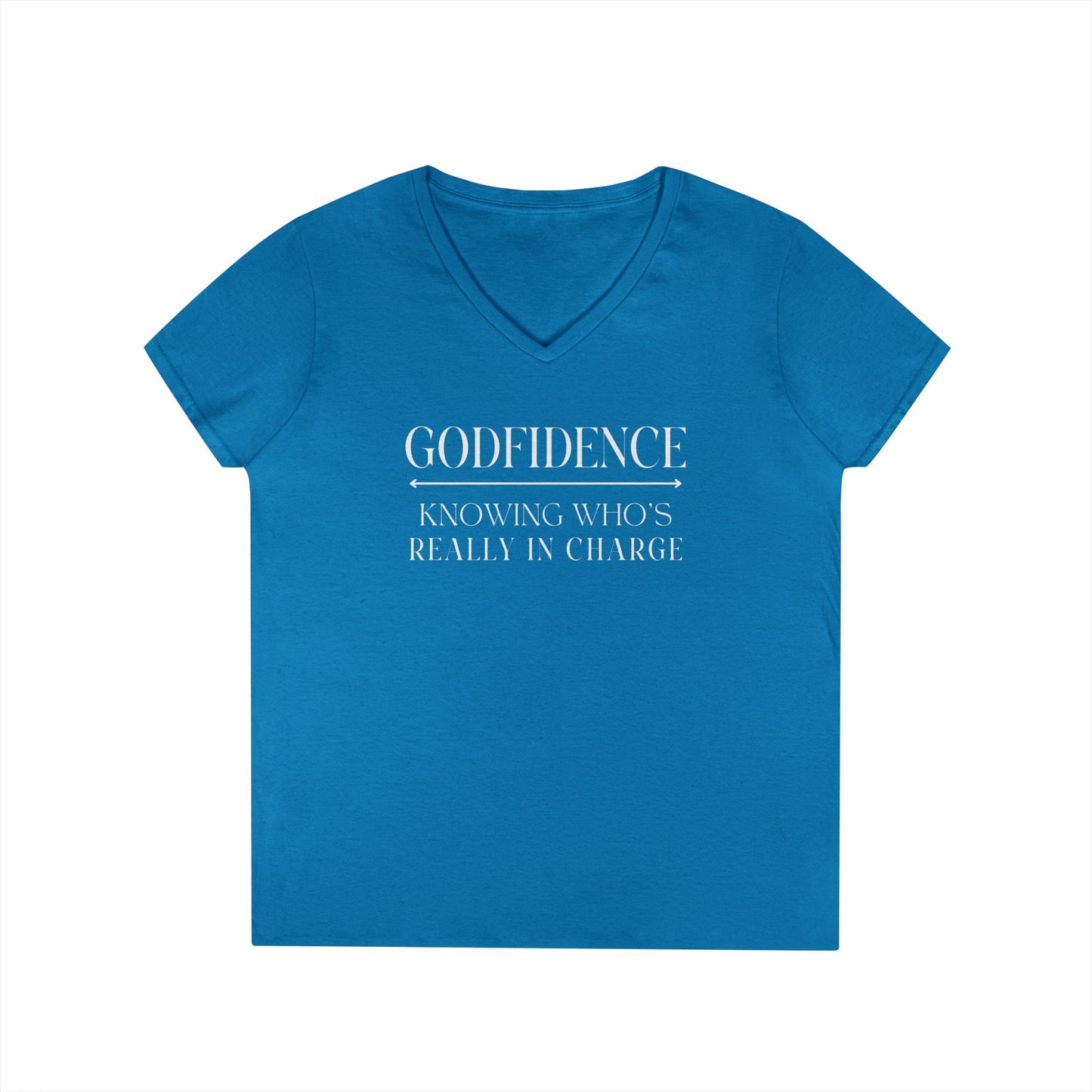 'Godfidence' Ladies V-neck Tee, Casual Wear, Faith-Based Apparel
