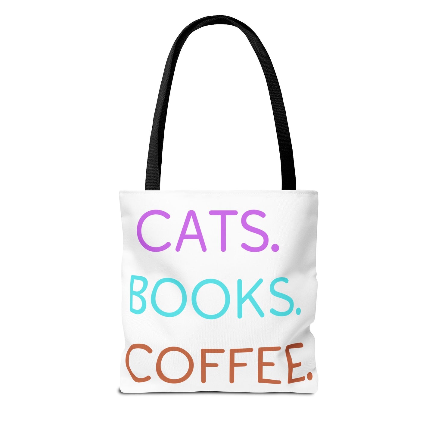 Cats Books Coffee Tote, Fall tote bag, book tote, Tote Bag (AOP) gift,  Grocery Bag,Bag, Book Bag, Shopping Bag