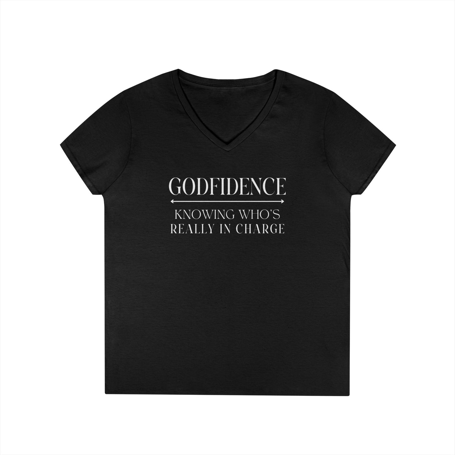 'Godfidence' Ladies V-neck Tee, Casual Wear, Faith-Based Apparel