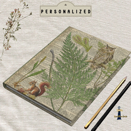 Personalized Nature Ferns Notebook Hardcover Journal Matte, Personalization on Spine