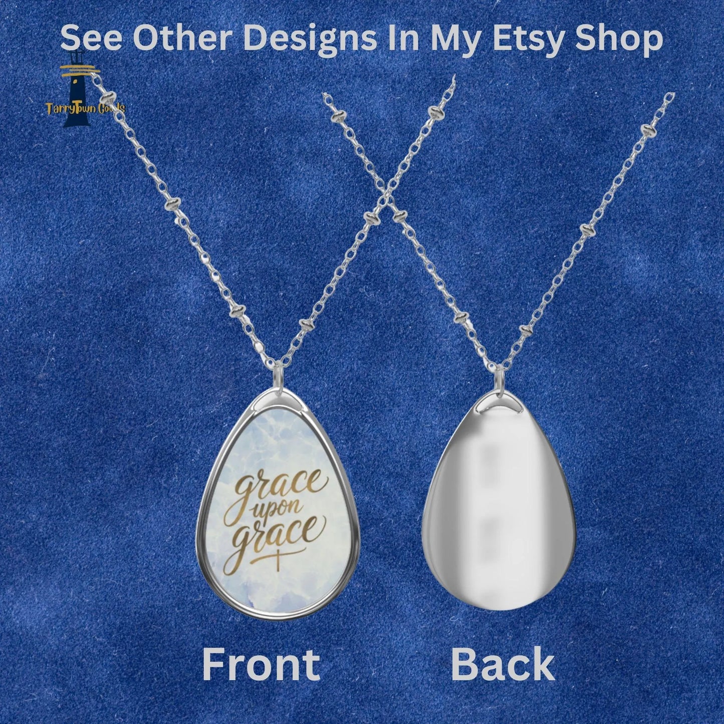 Grace Upon Grace Oval Necklace - Inspirational Jewelry for Faith, Friendship, Birthdays, Bridesmaid Gifts, Everyday Wear