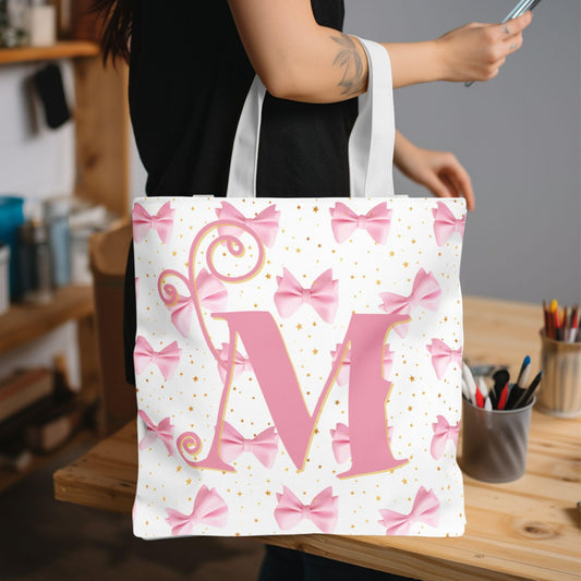 Personalized Chic Bow Tote Bag | Eco-Friendly Shopping Bag, Fashion Accessory, Cute Gift for Her, Birthday Present, Stylish Purse